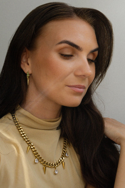 Zara Chunky Stud Chain Necklace - Guld