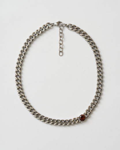 Silverhalsband med asymmetrisk mörkbrun zirkonia-sten